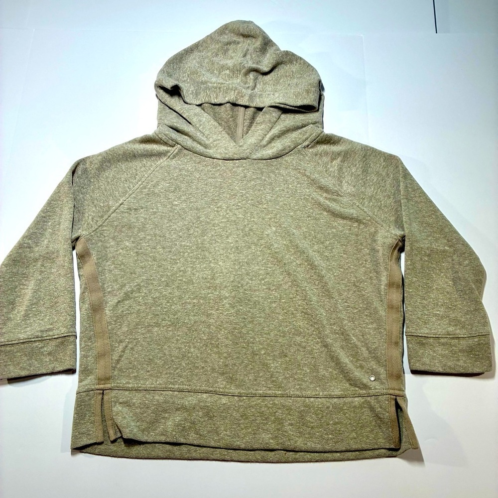 PrAna Women’s Hemp Blend Hoodie Sweatshirt XS Boxy Fit Putty Gray Pullover Yoga